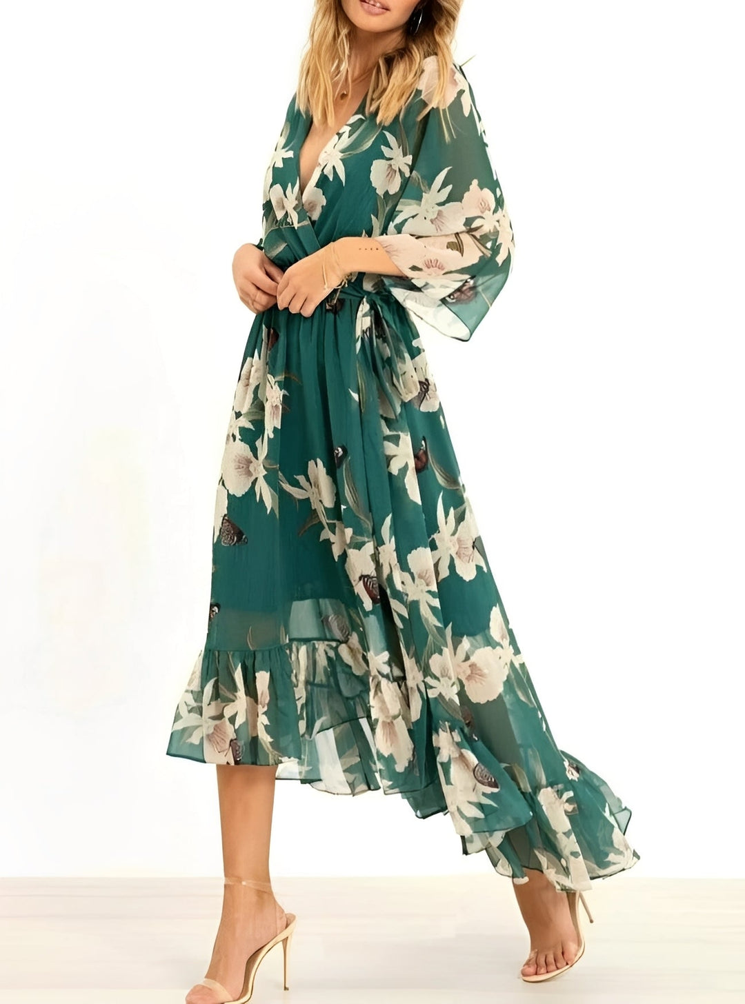 Sandra - Florales, fließendes Maxikleid für Damen
