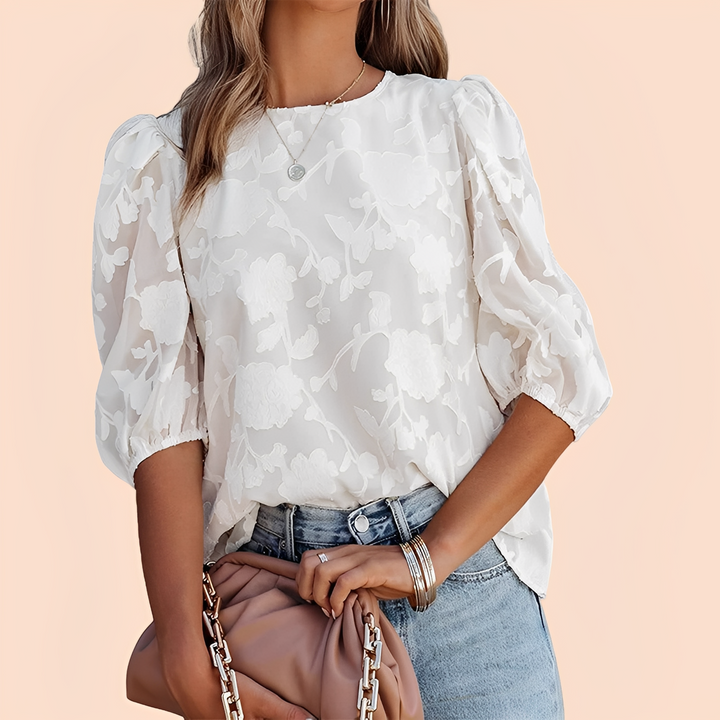 Amy – Elegantes und Bequemes Damenoberteil mit Blumenmuster