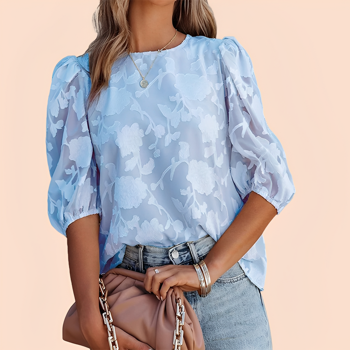 Amy – Elegantes und Bequemes Damenoberteil mit Blumenmuster