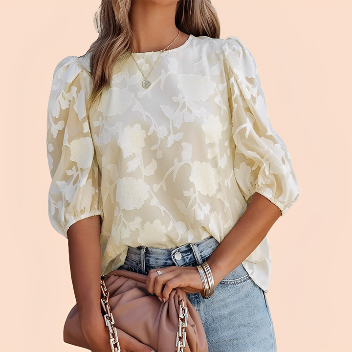 Amy – Elegantes und Bequemes Damenoberteil mit Blumenmuster
