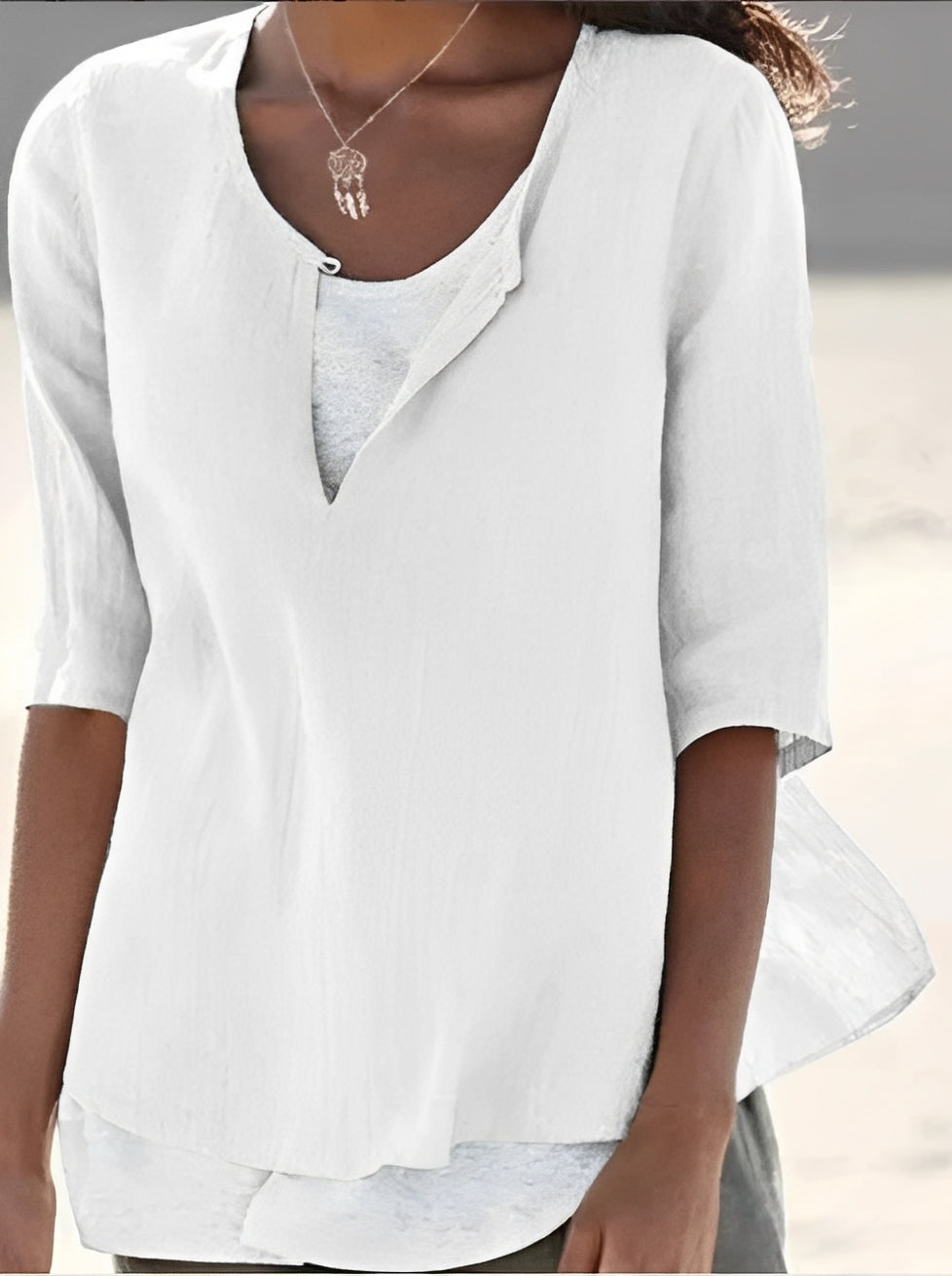 Shania - Elegante Damenbluse im Lagenlook