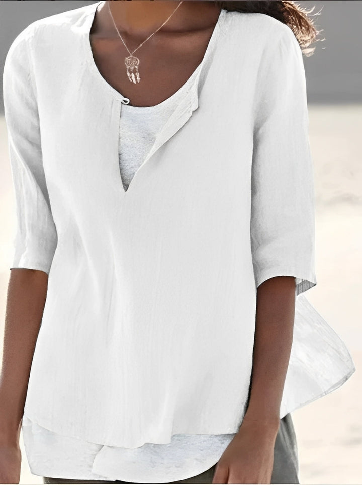 Shania - Elegante Damenbluse im Lagenlook