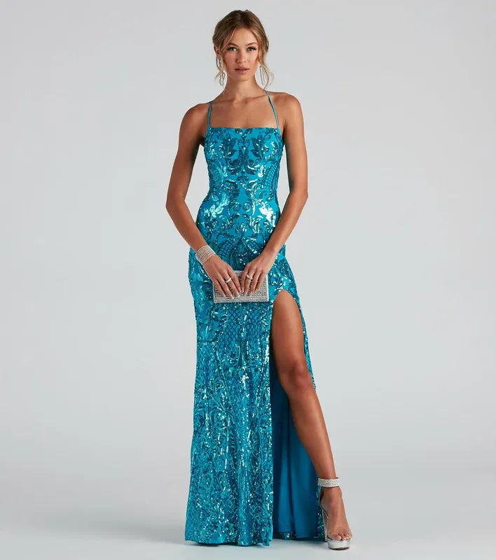 Valentina – Damen Figurbetontes Maxikleid mit Schlitz
