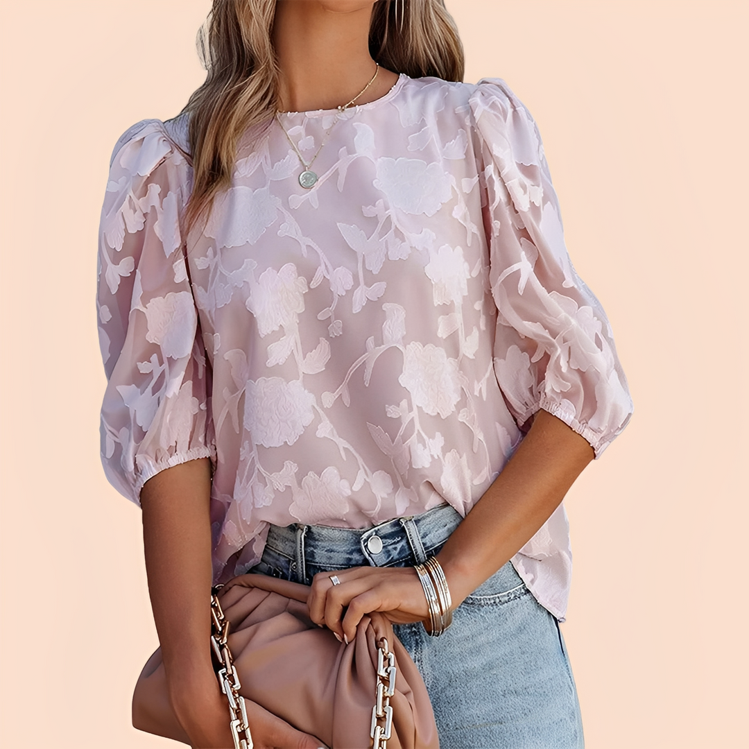Amy – Elegantes und Bequemes Damenoberteil mit Blumenmuster