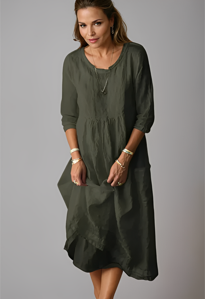 Hazel - Komfortables, locker geschnittenes Damenkleid mit 3/4-Ärmeln