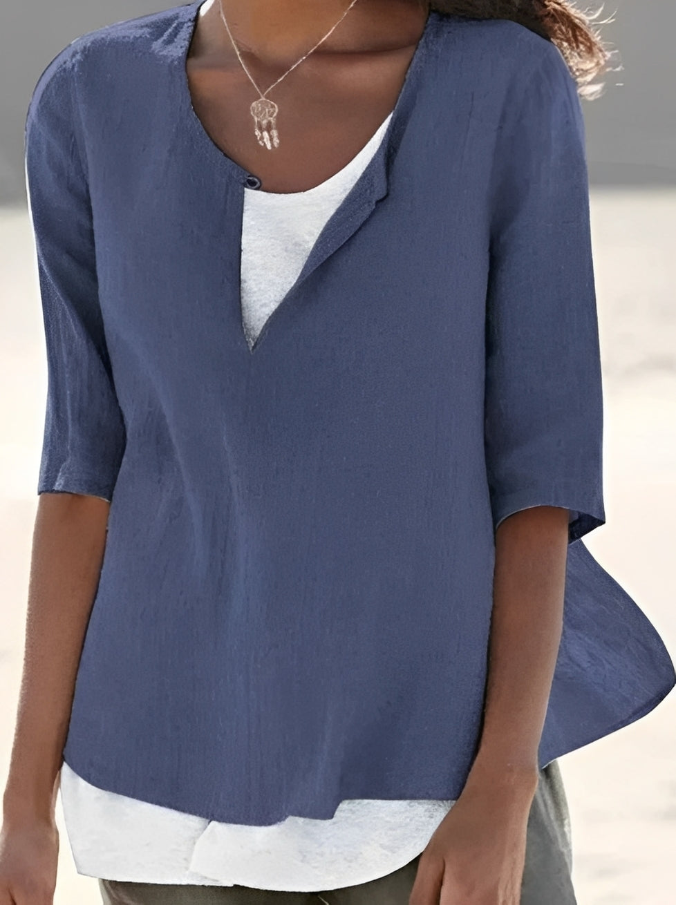 Shania - Elegante Damenbluse im Lagenlook