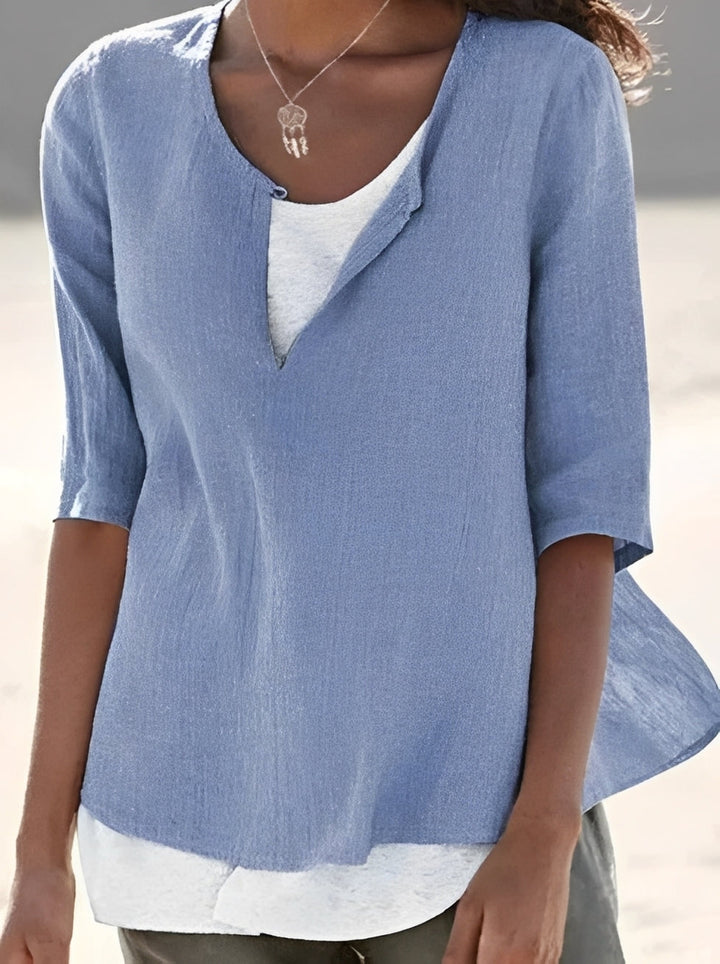 Shania - Elegante Damenbluse im Lagenlook