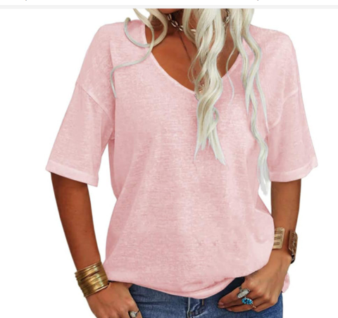 Hemd Damen Sommer U-Ausschnitt locker atmungsaktiv
