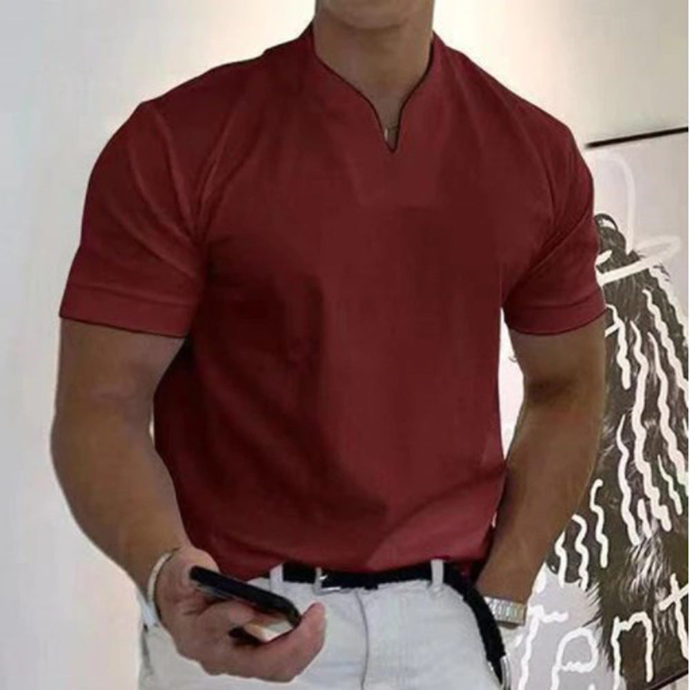 Bruno | Herren Minimal V-Knopfleiste Freizeit T-Shirt