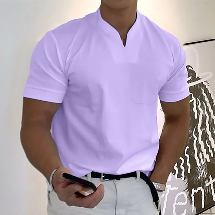 Bruno | Herren Minimal V-Knopfleiste Freizeit T-Shirt