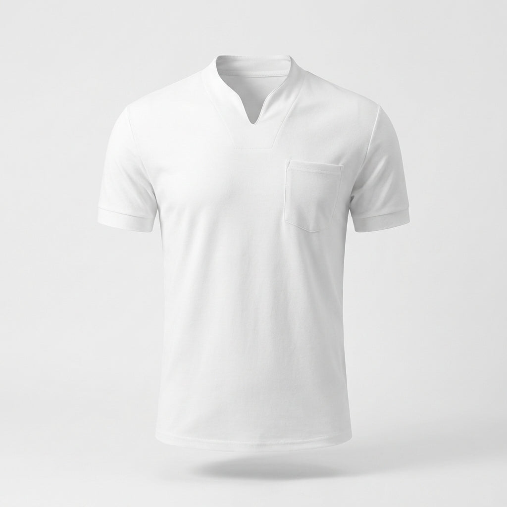 Bruno | Herren Minimal V-Knopfleiste Freizeit T-Shirt