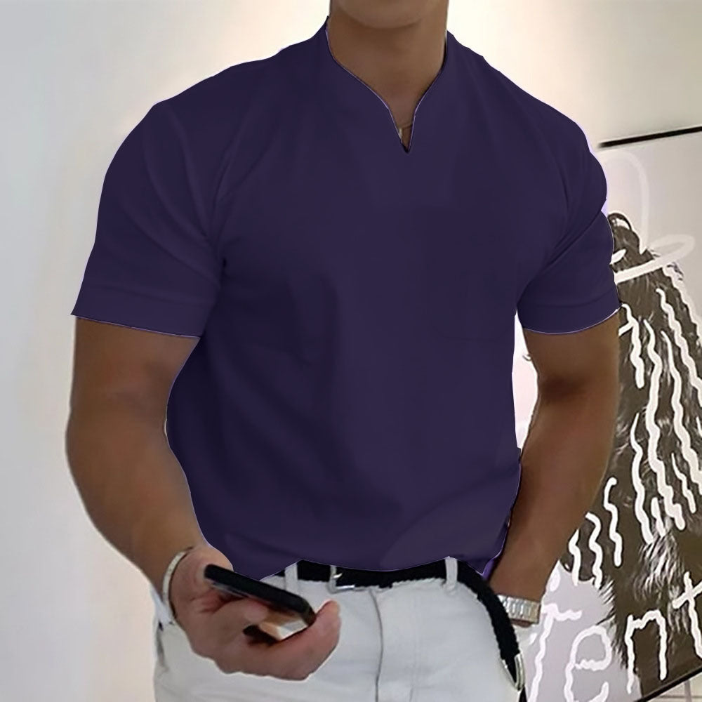 Bruno | Herren Minimal V-Knopfleiste Freizeit T-Shirt