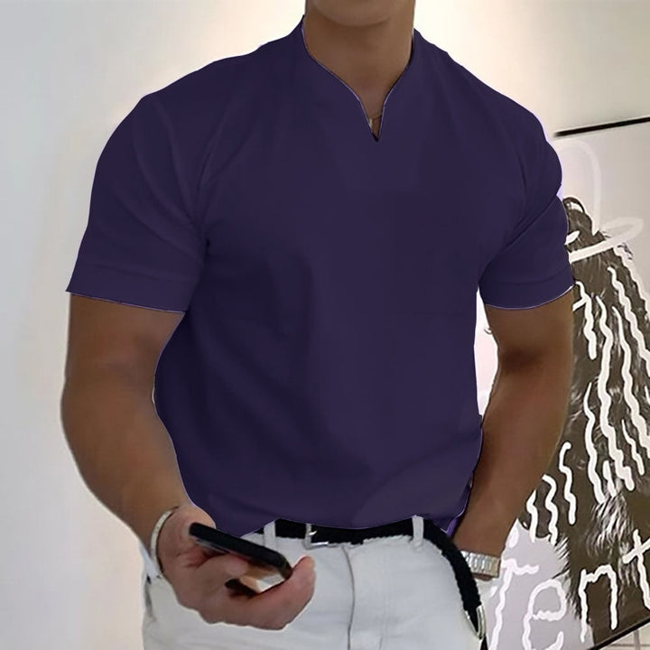 Bruno | Herren Minimal V-Knopfleiste Freizeit T-Shirt
