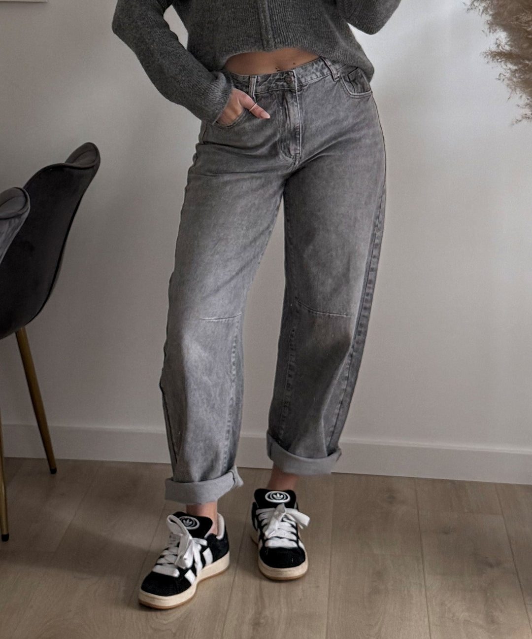 Stretch Barrel Jeans Jeya Grau Ladypolitan ♡