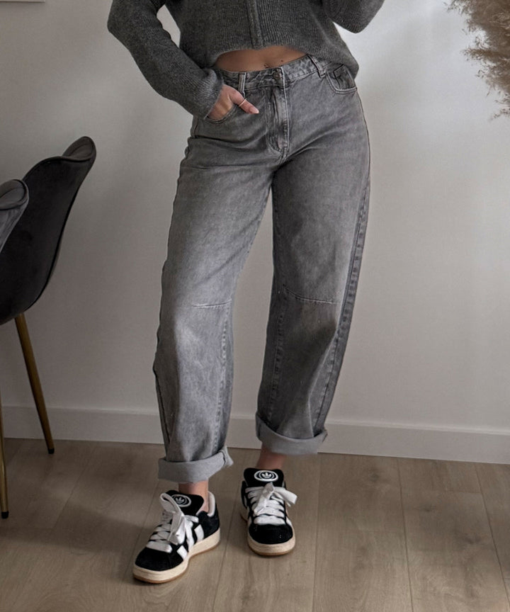 Stretch Barrel Jeans Jeya Grau Ladypolitan ♡