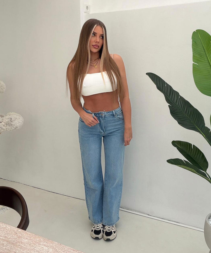 Stretch Straight Leg Jeans Heart Blau Ladypolitan ♡