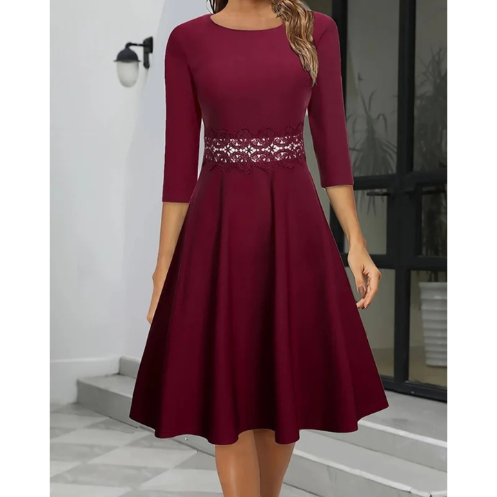 Johanna | Damen Abendkleid Midi Mit 3/4 Ärmeln