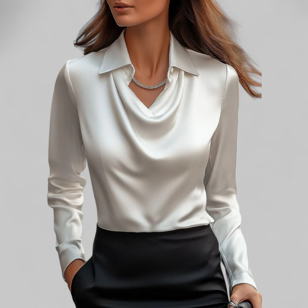 Victoria – Elegante Damenbluse mit fließendem Wasserfallausschnitt
