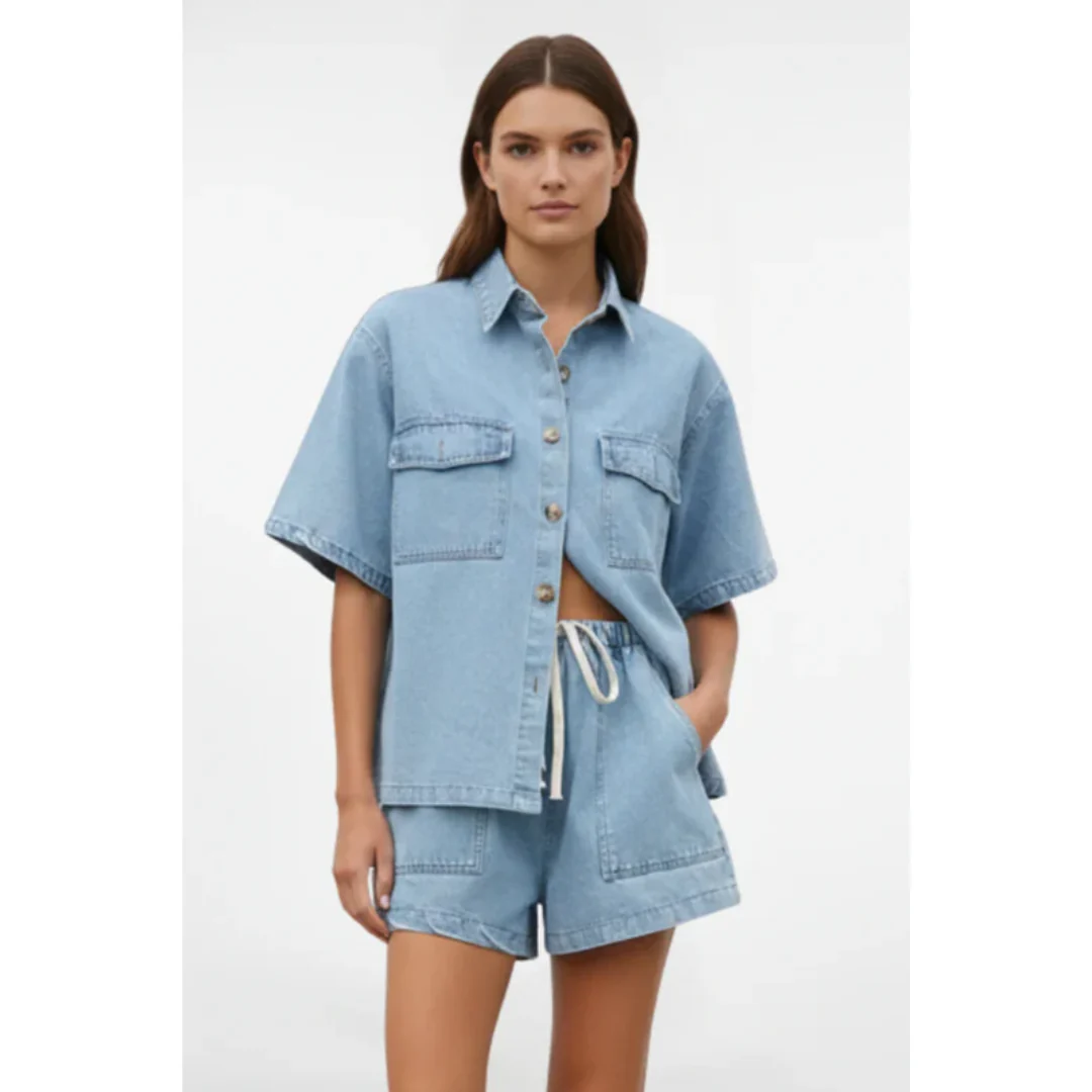 Jule | Damen Zweiteiler Mit Shorts Kurzarm Für Sommer