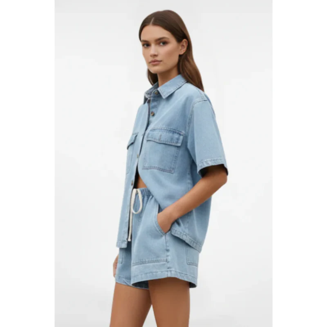 Jule | Damen Zweiteiler Mit Shorts Kurzarm Für Sommer