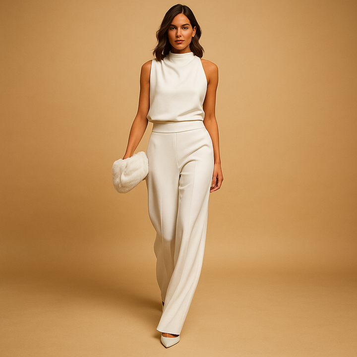 Damen Jumpsuit Halter mit hoher Taille wide-leg