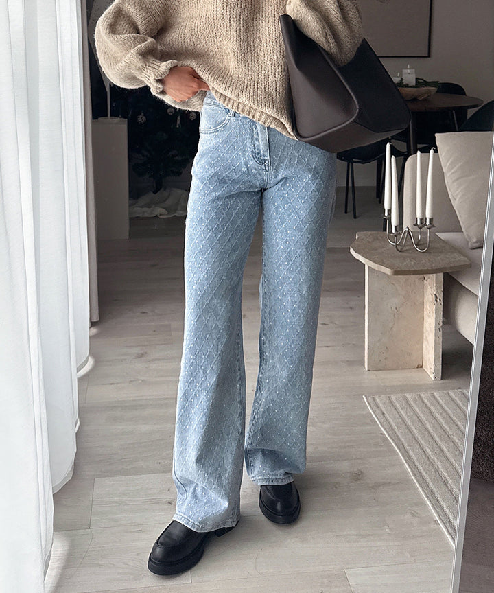 Stretch Wide Leg Jeans Kanja Blau Ladypolitan ♡