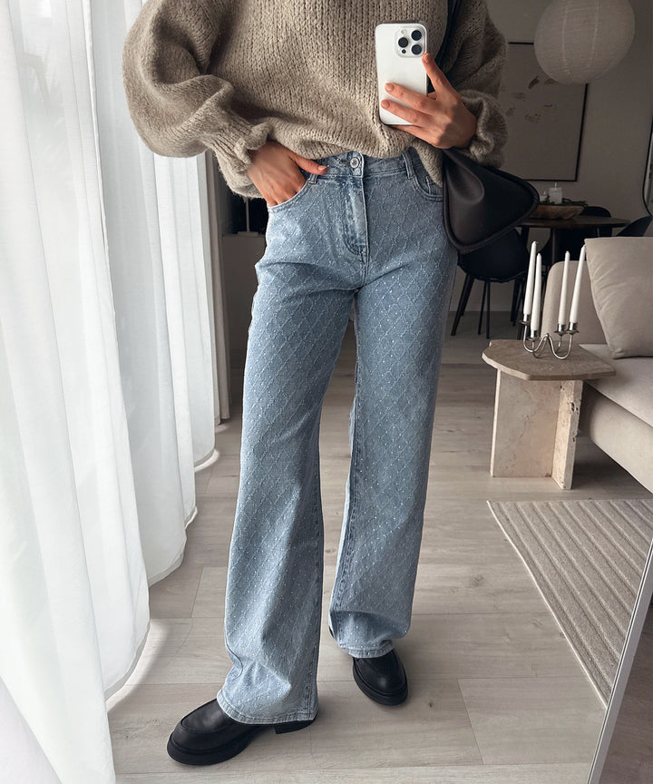 Stretch Wide Leg Jeans Kanja Blau Ladypolitan ♡