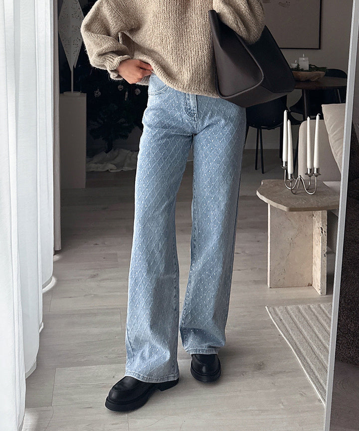 Stretch Wide Leg Jeans Kanja Blau Ladypolitan ♡
