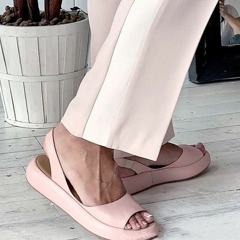 Damen-Sommersandalen, zum Hineinschlüpfen, vegan, Leder