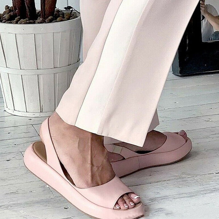 Damen-Sommersandalen, zum Hineinschlüpfen, vegan, Leder
