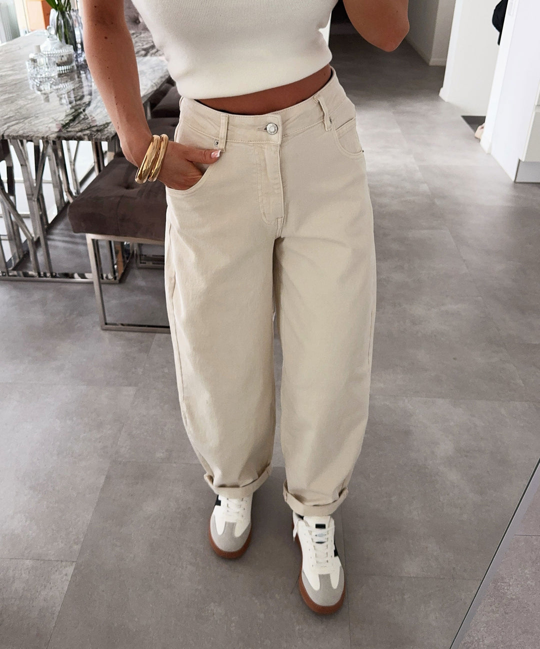 Stretch Balloon Jeans Ronya Creme Ladypolitan ♡