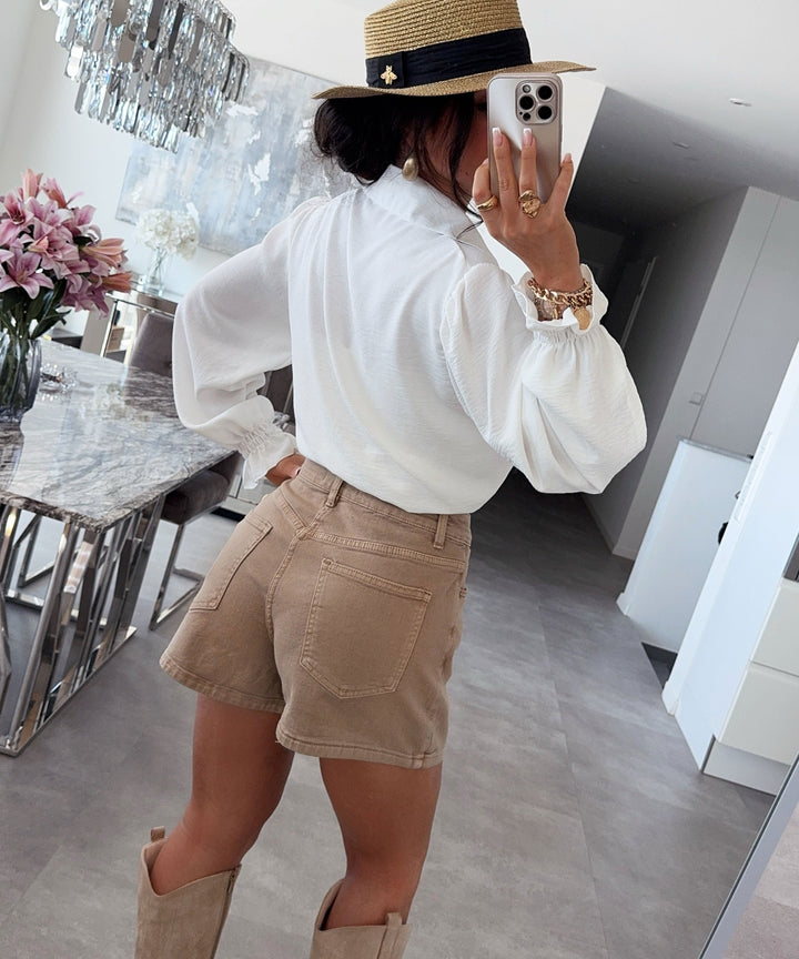 Stretch Jeans Hosenrock June Hellbraun Ladypolitan ♡