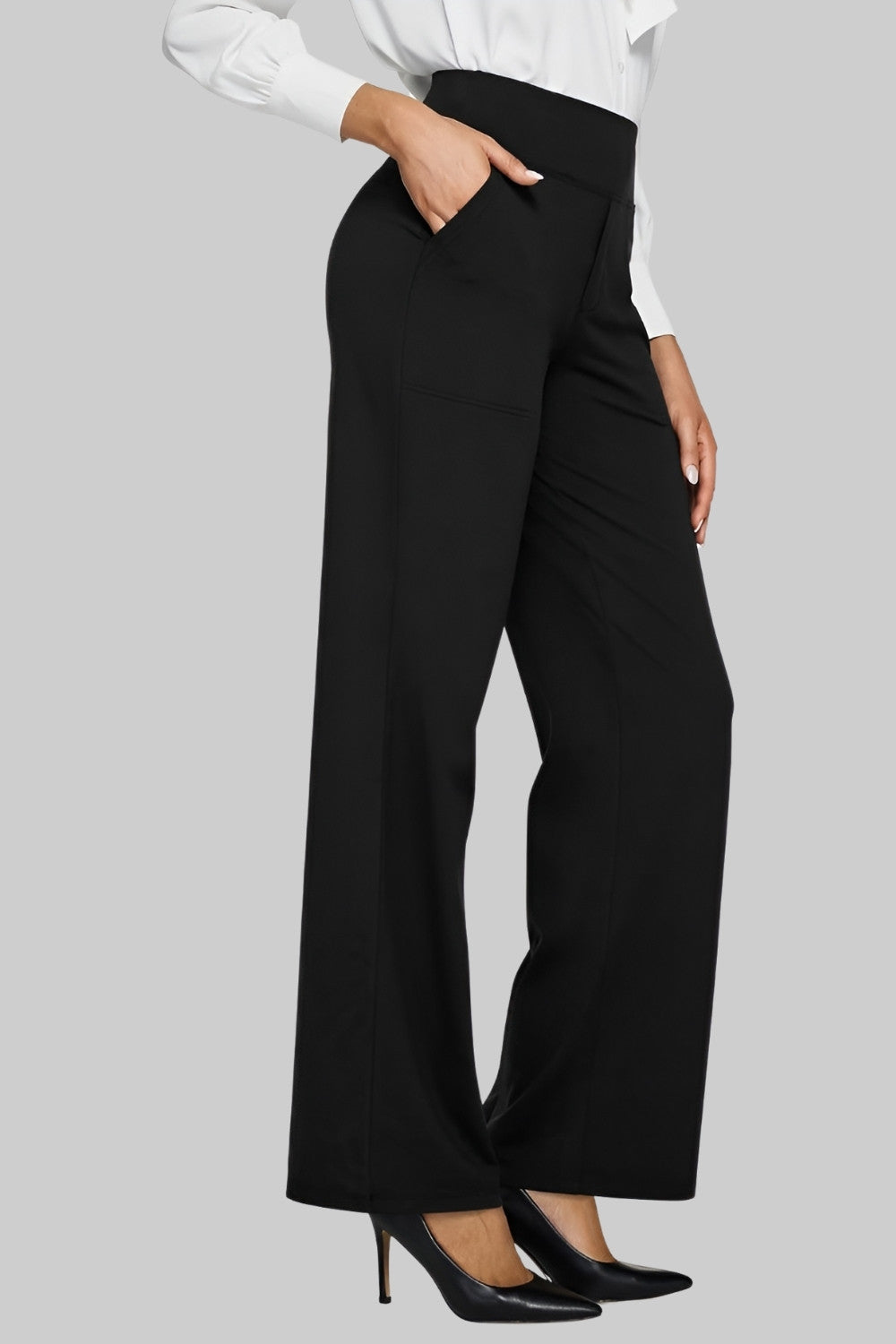 Damen-Stretchhose mit hoher Taille und Taschen