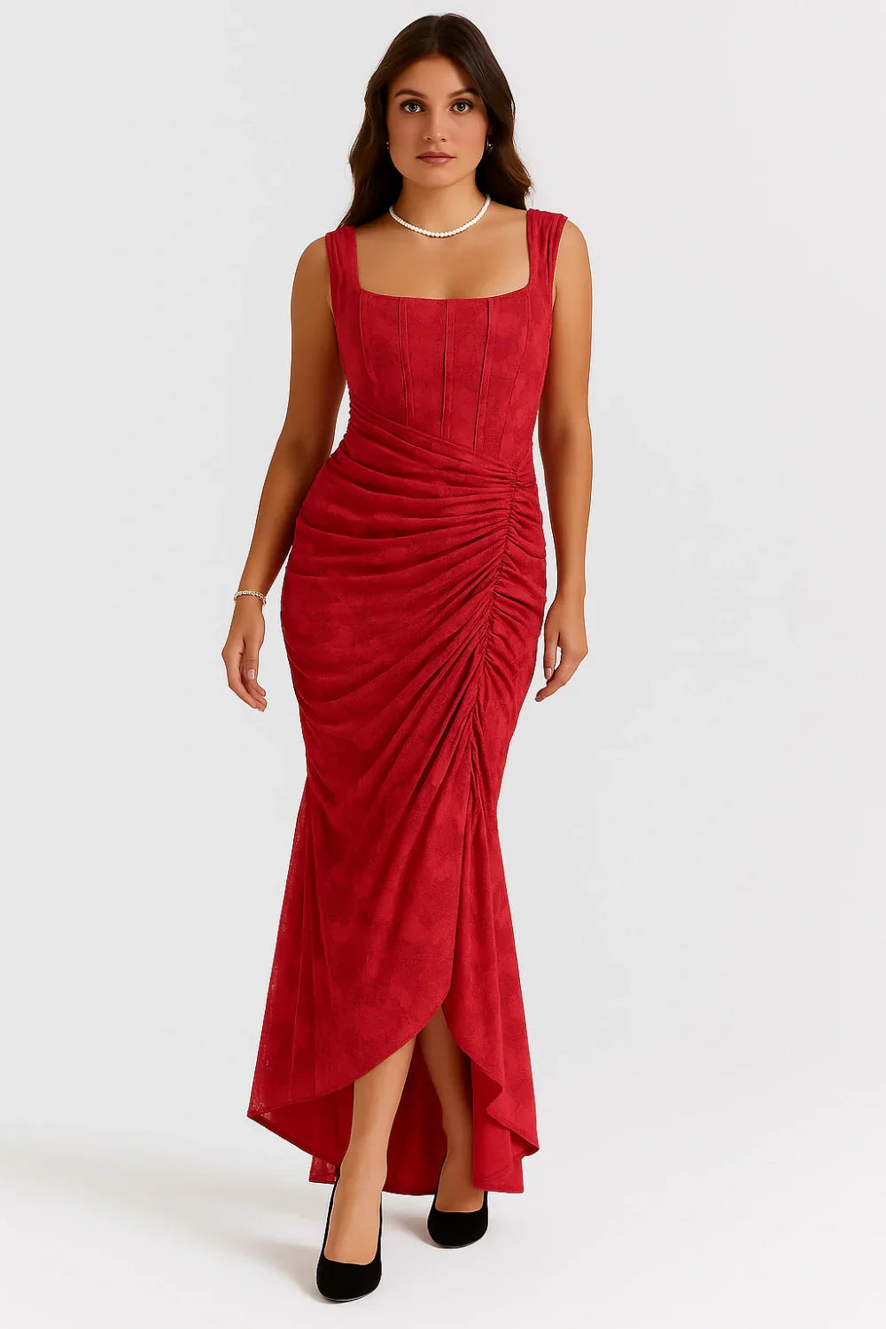 Arabella Kleid – Elegantes Korsett-Maxikleid mit Rüschen