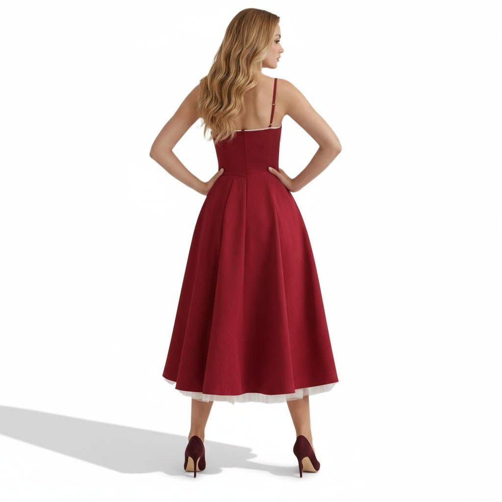 Satin-Korsett-Midi-Kleid für Damen | Hochzeitsgast