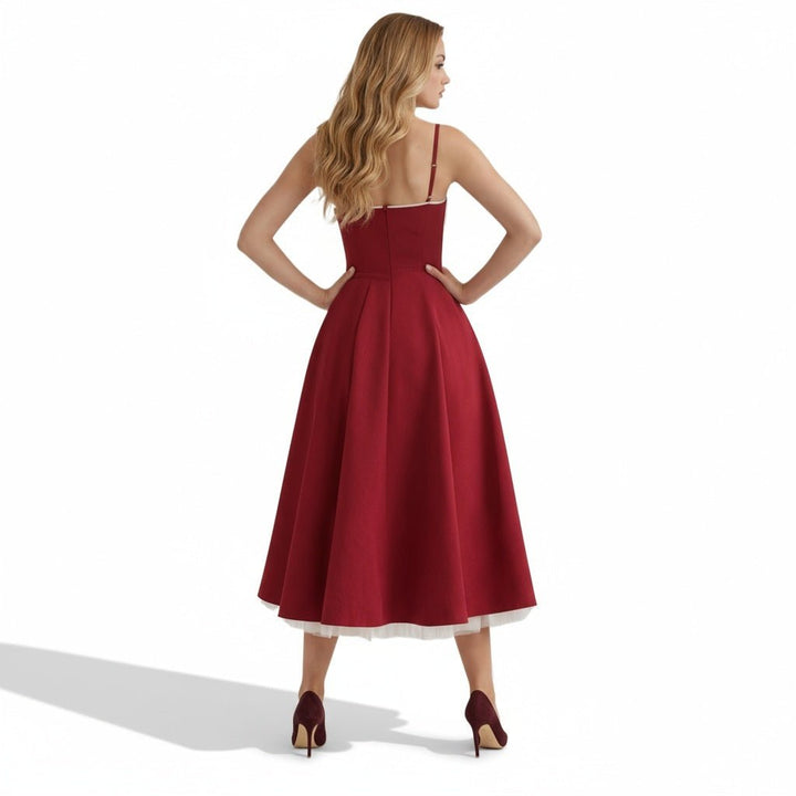 Satin-Korsett-Midi-Kleid für Damen | Hochzeitsgast