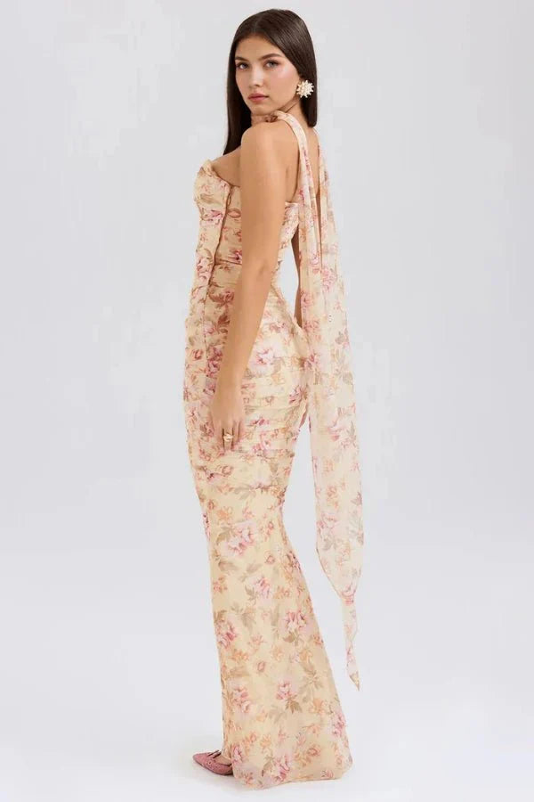 Hailey Kleid – Trägerloses Corsagen-Maxikleid mit Raffung