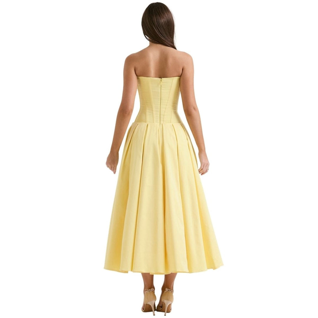 Trägerloses Korsett-Midi-Kleid für Damen