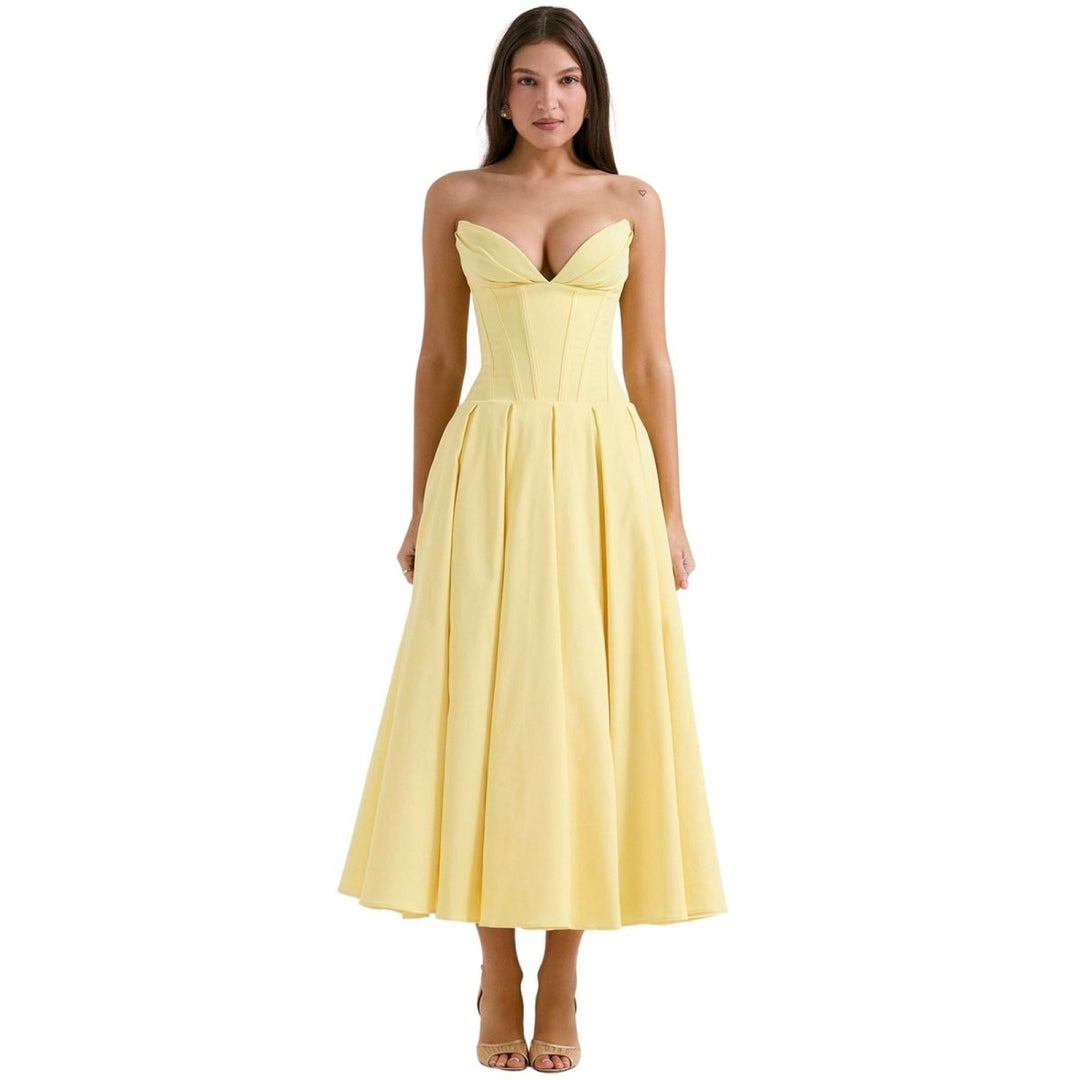 Trägerloses Korsett-Midi-Kleid für Damen