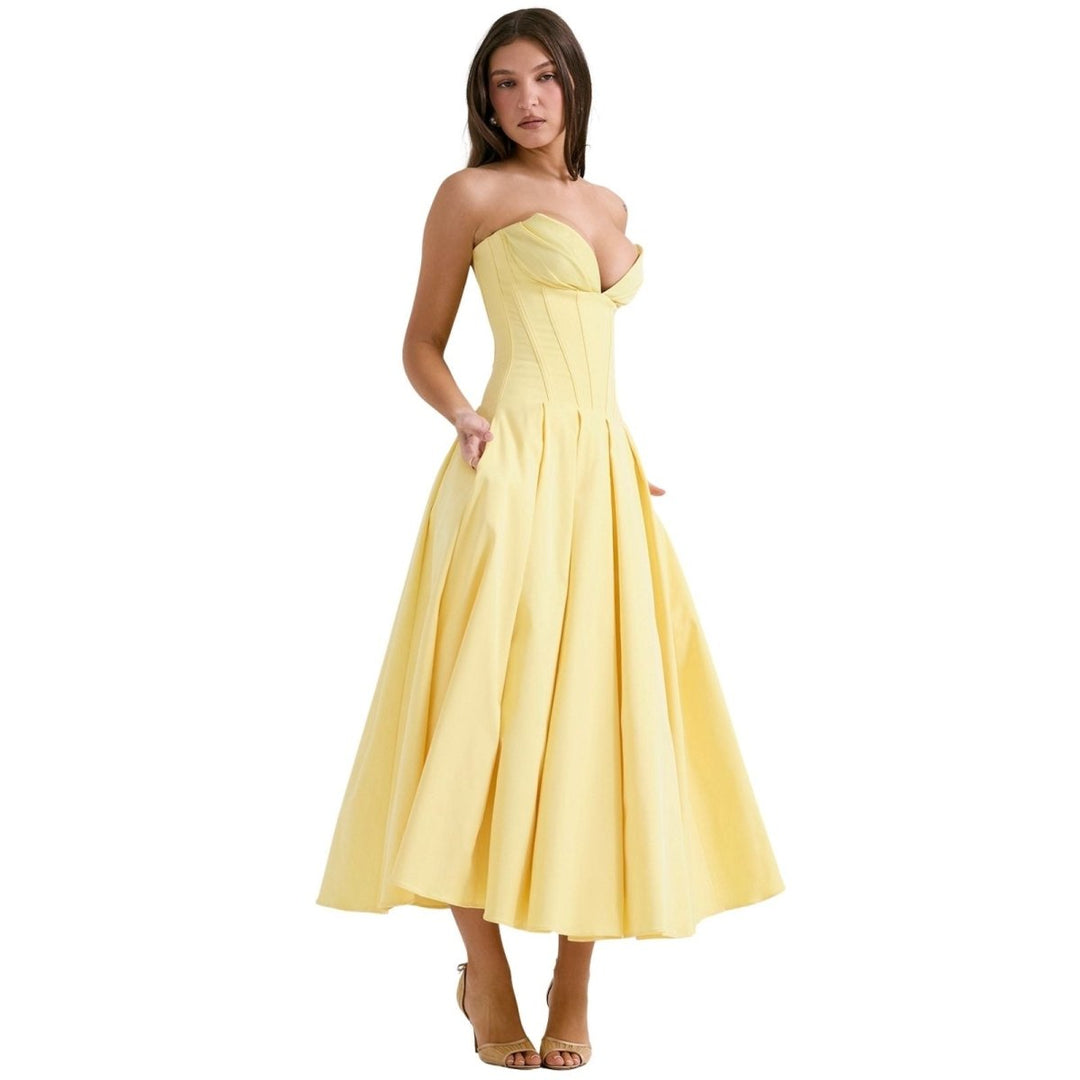 Trägerloses Korsett-Midi-Kleid für Damen