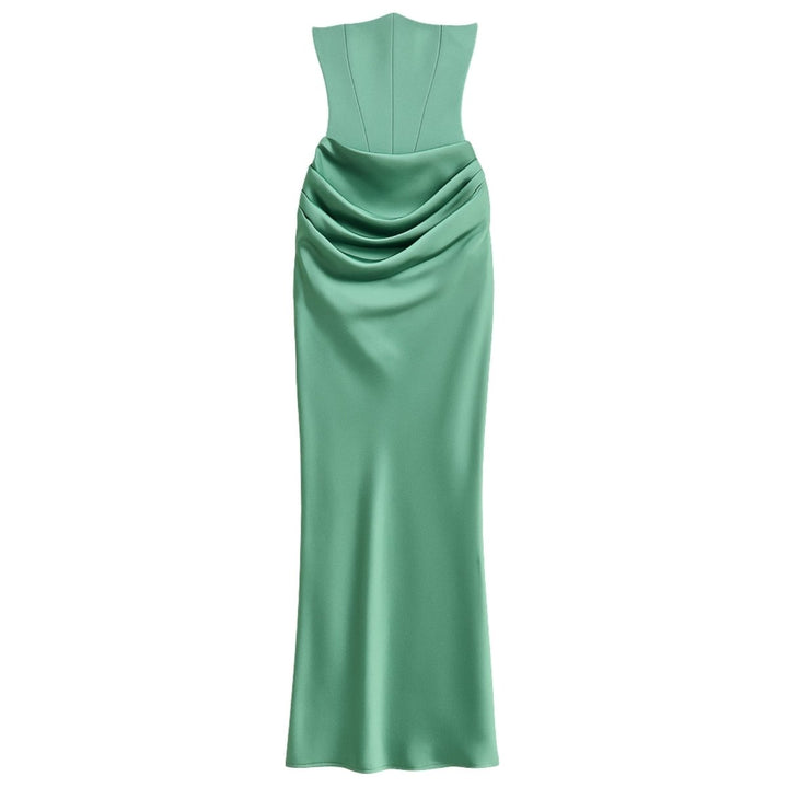 Trägerloses Satin-Maxikleid im Korsettstil für Damen