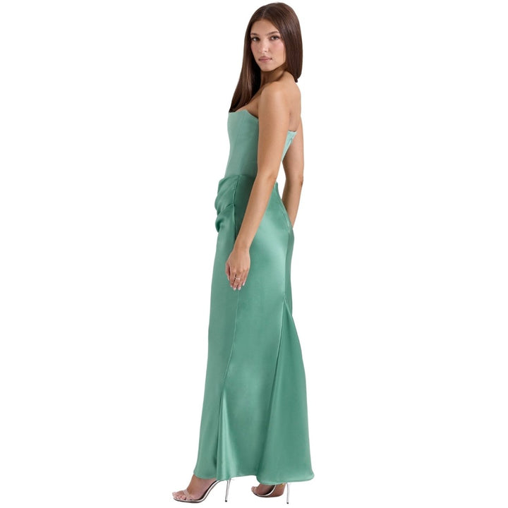 Sloane Dress – Trägerloses Korsett-Maxikleid aus Satin