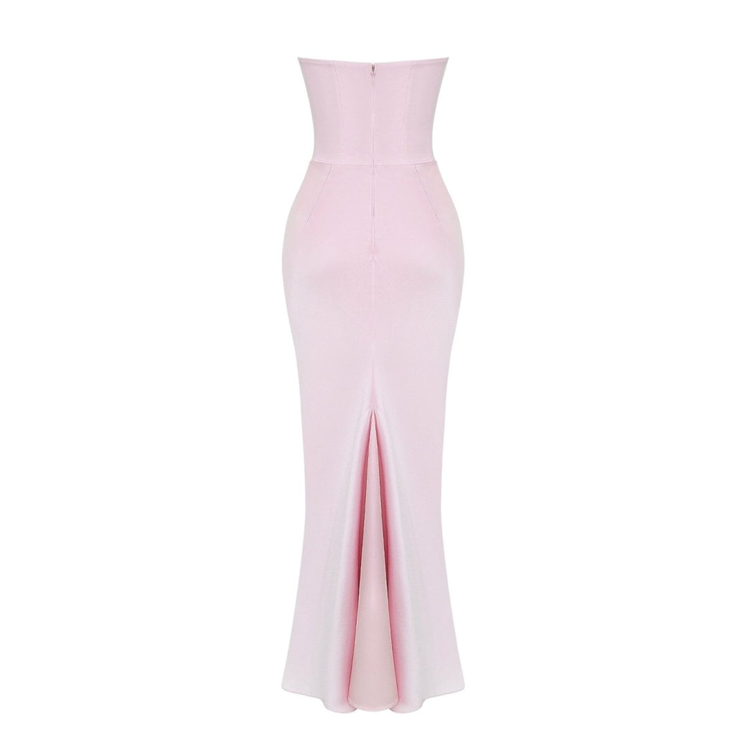 Trägerloses Satin-Maxikleid im Korsettstil für Damen