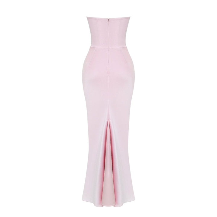 Trägerloses Satin-Maxikleid im Korsettstil für Damen