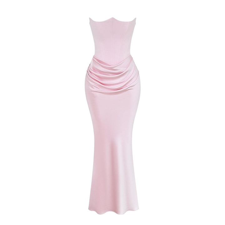 Sloane Dress – Trägerloses Korsett-Maxikleid aus Satin