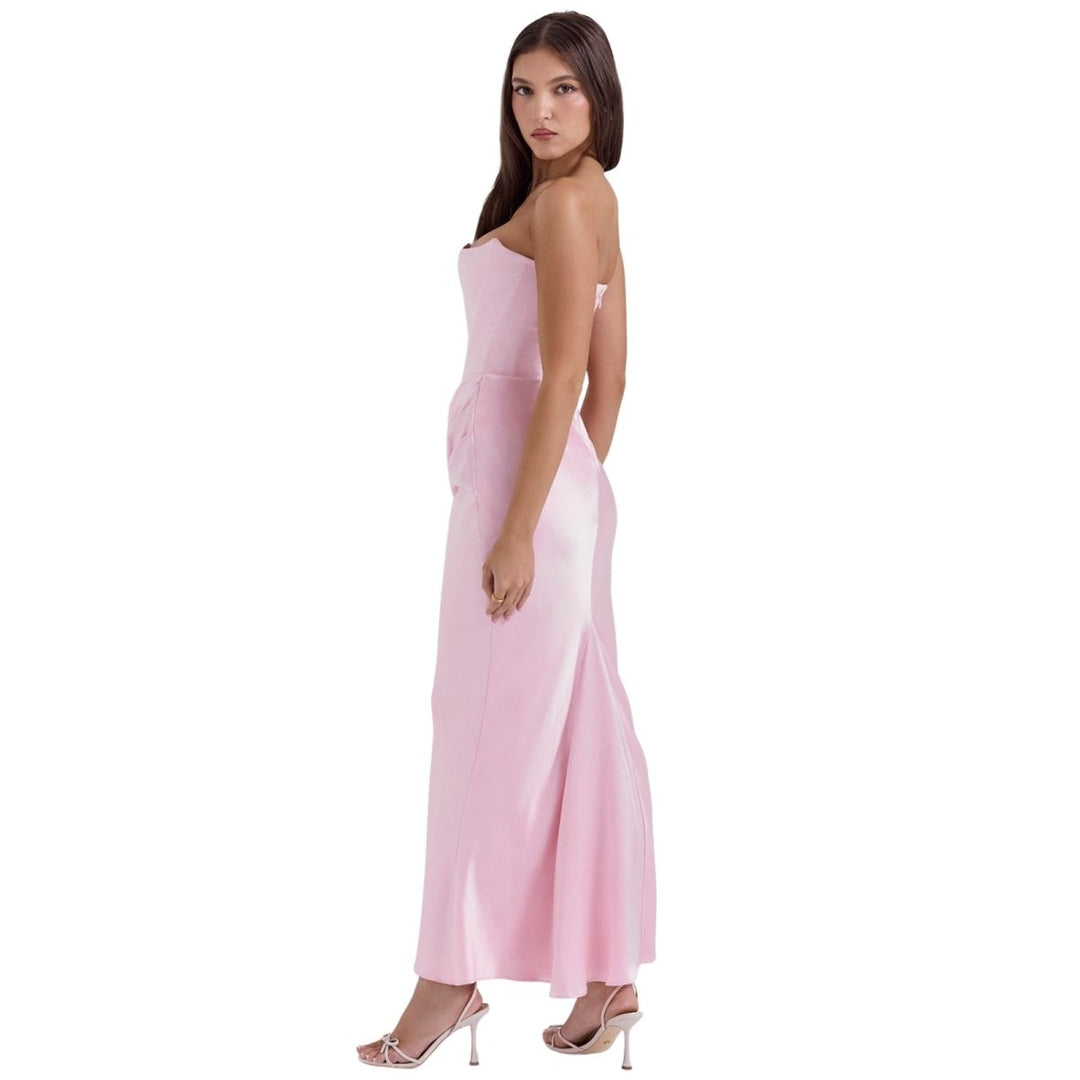 Sloane Dress – Trägerloses Korsett-Maxikleid aus Satin