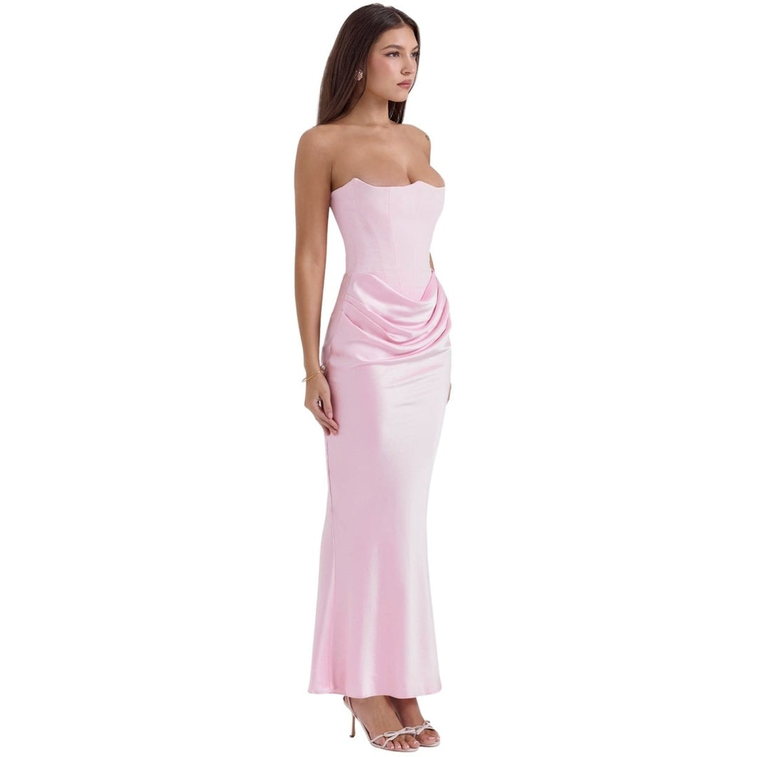 Sloane Dress – Trägerloses Korsett-Maxikleid aus Satin