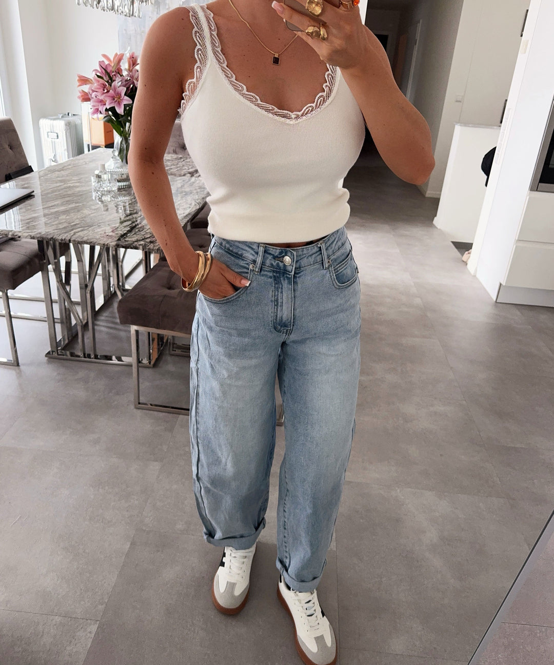 Stretch Balloon Jeans Maretta Blau