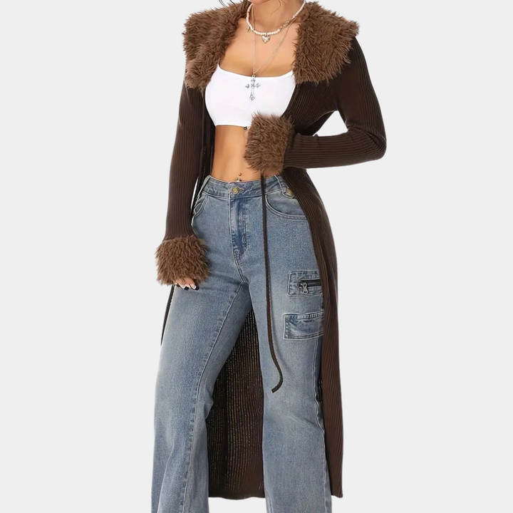 Cardigan Lungo Donna in Maglia Morbida Vestibilità Comoda - Vesarelli