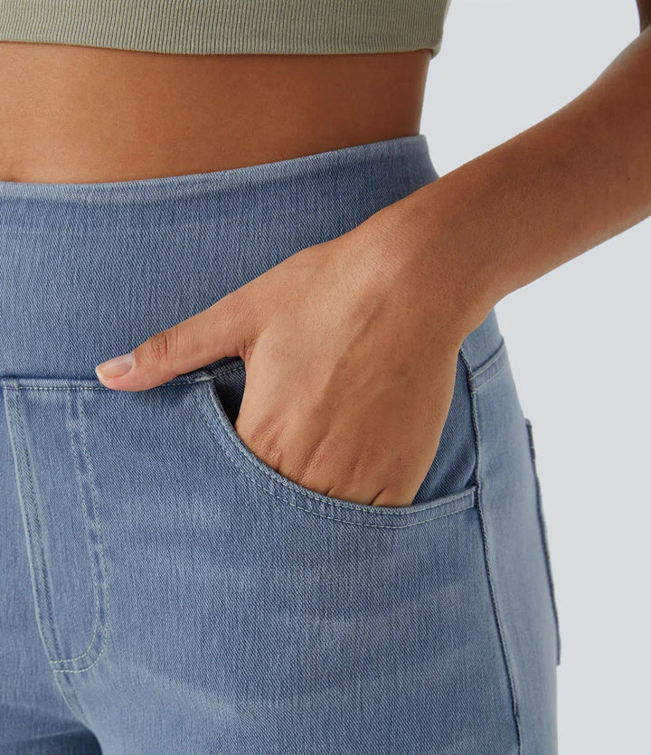 Damen Elastische Hose Hohe Taille